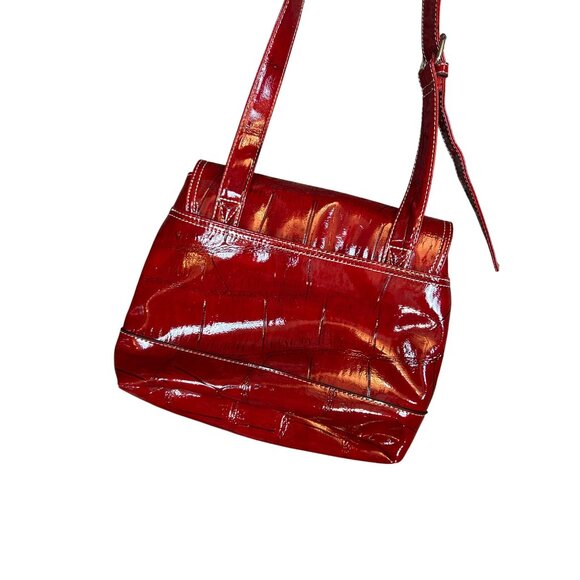 MUNDI Red Patent Leather Vintage Style Crossbody Bag - Picture 6 of 14